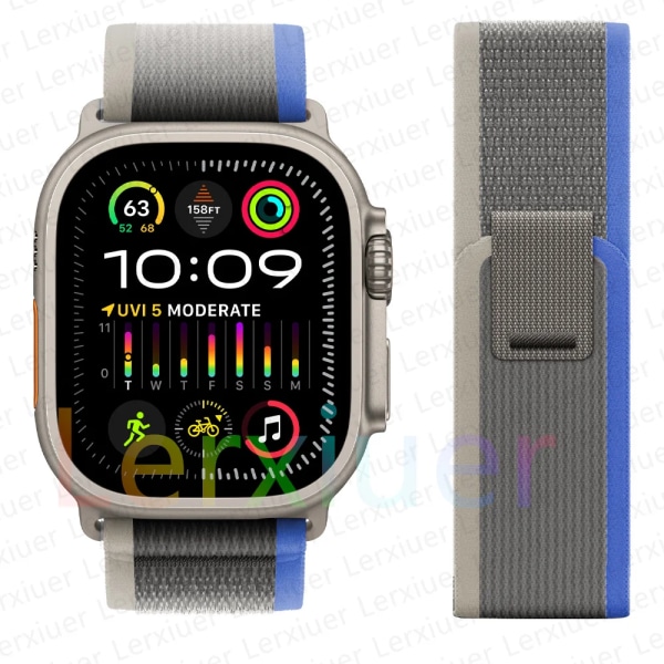 Trailrem för Apple Watch Ultra 2 band 49mm 44mm 45mm 40mm 41mm 38mm 42mm 45 44 mm armband iWatch series 8 9 7 6 5 3 se Blå Grå Blue Gray 38 40 41mm