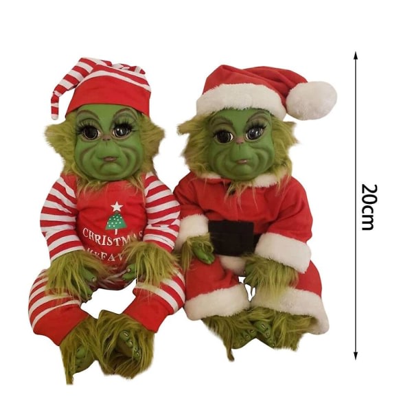 Julegrønn Grinch Latex Plysjdukke Reborn Baby Grinch Fyllt Leke Julegave Es Stripete