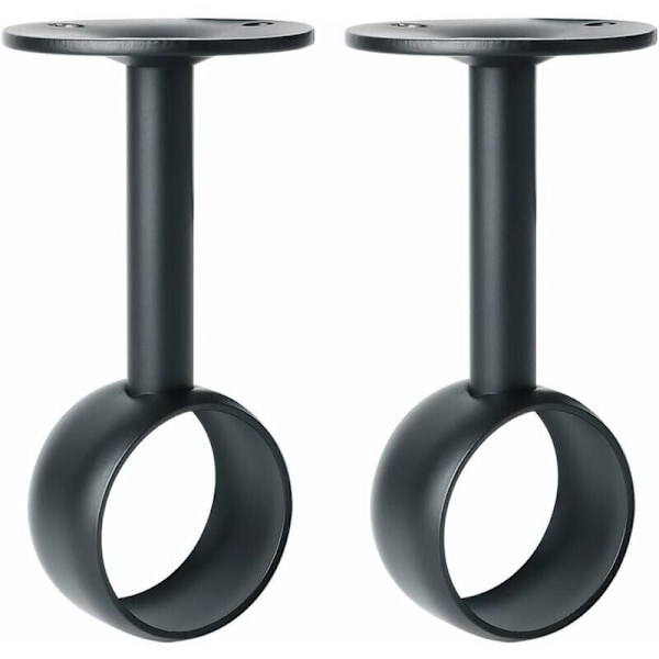 Gardinstangfester for tak, 32 mm, Matt Svart Rustfritt Stål, 2 stk - Kraftig Hold