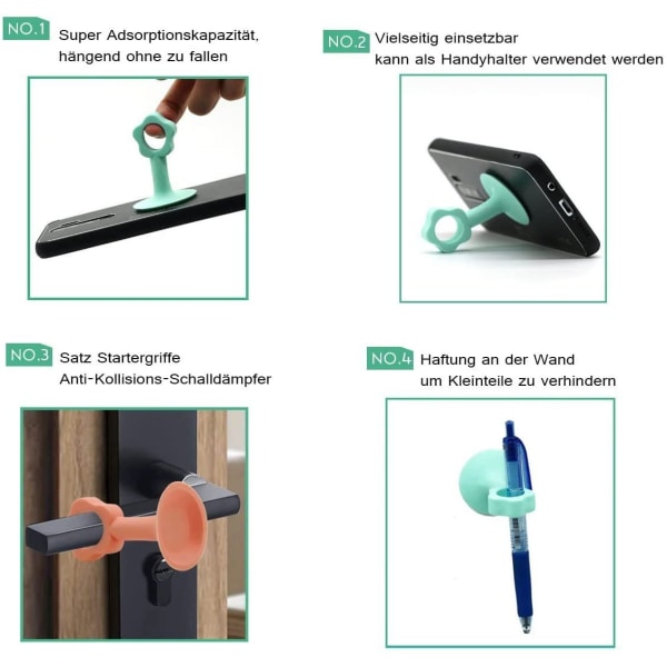 6 stk dørstopper dørhåndtak, dørhåndtak buffer sugekopp dør