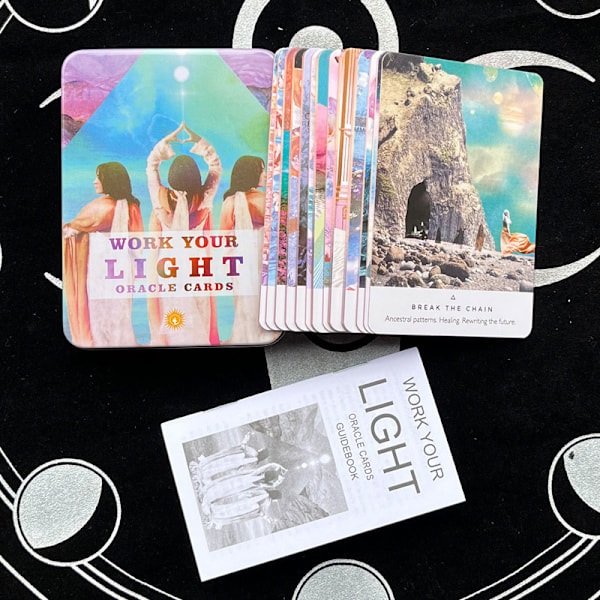 Tarot - Diverse engelske jernboks tarot oracle orakelkort med gullfolie-trykk - Bordspeilkort work your light oracle