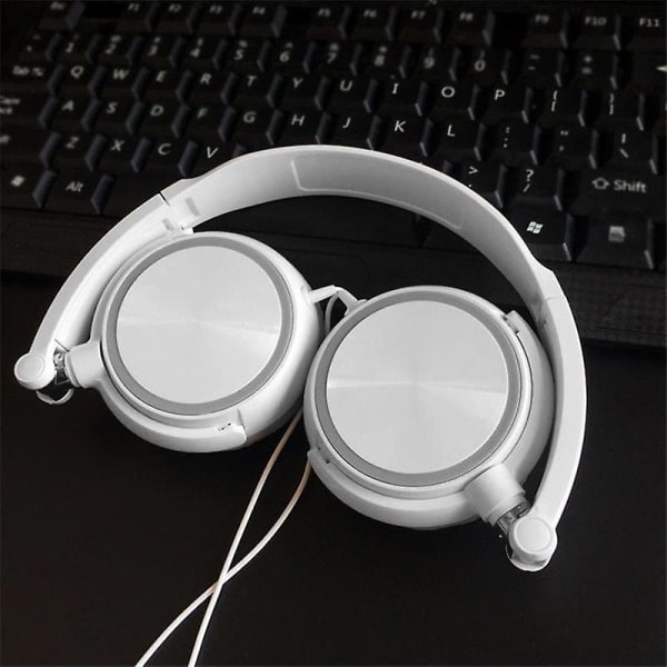 Over Ear Headset Trådbundne Hovedtelefoner med Mikrofon Bas Hifi-lyd Musik Stereo Hovedtelefoner til Iphone Xiaomi Sony Hu Pc (FMY) Hvid White