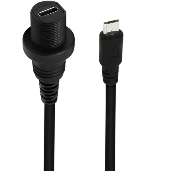 90 graders rät vinkel Micro USB 5P hane till USB 3.1 Typ-c hona omvandlaradapter Tråd Dataöverföringskabel 30 cm