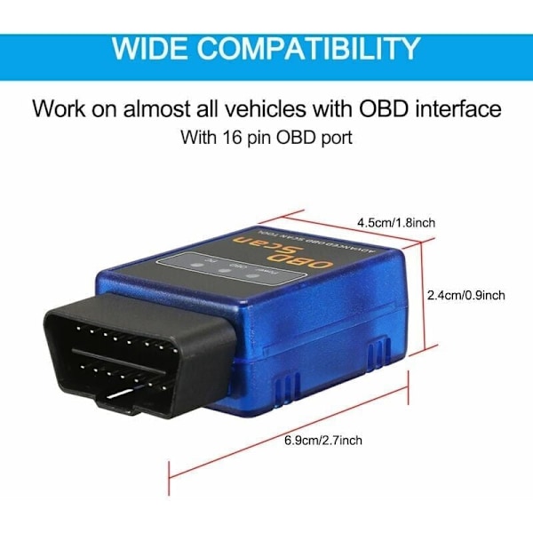 Vgate ELM327 Bluetooth/Bluetooth OBD2 Bluetooth Ajotietokone Autotesteri V2.1