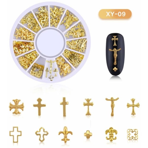Manikyrdekorationer Månstjernnit Japansk ihålig legering dekorativ nit for naglar 9, model: 9