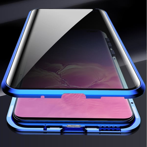 Case Compitiabe Med Samsung Galaxy S23 Ultra, Anti Peeping Case Dubbelsidigt härdat glas Skyddande flipskal 360 Helkroppsskydd M Blå Blue