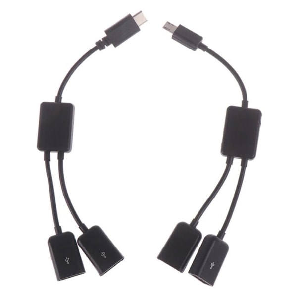 Micro USB/Typ C till Dual Port HUB-kabel Y-delare för surfplatta P B