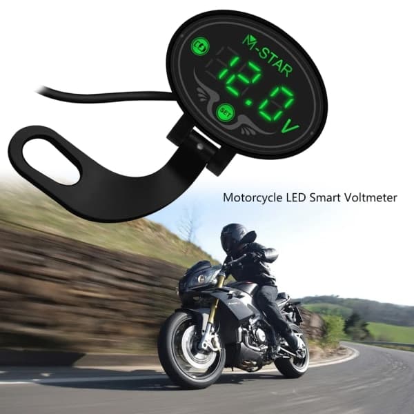 Motorcykel LED Display Spændingspanel Måler Voltmeter Måler til DC 9V-24V Volt Me Blå