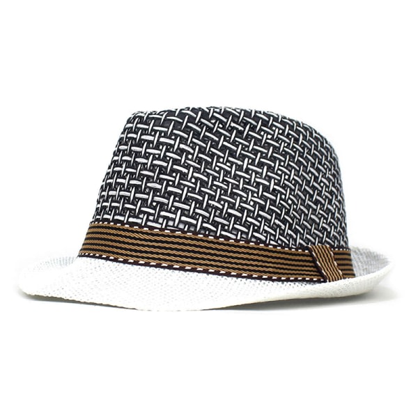 Brittiske mænd Beach Sun Hats Summer Cowboy Fedora Retro Jazz Hat Sort