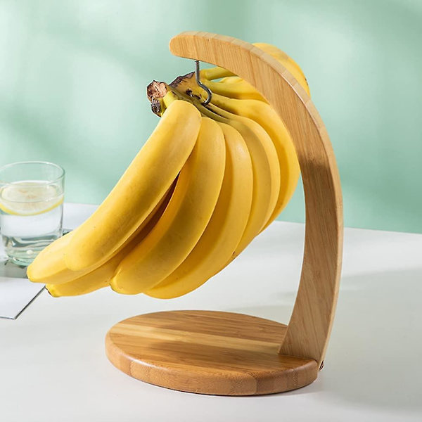 Banaaniteline, bambuinen banaaniteline, hedelmäkori banaanikoukulla keittiöön hotelliin (ruskea)