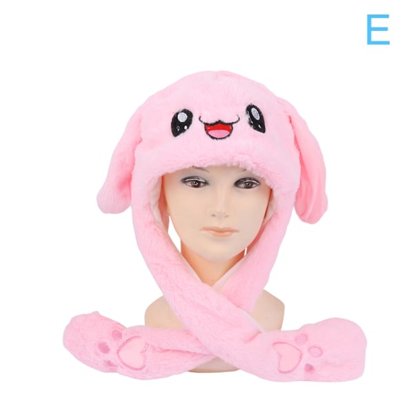 Kvinnors rörliga kaninöron hattar med lampor Flickor Vinterplysch pink E pink E