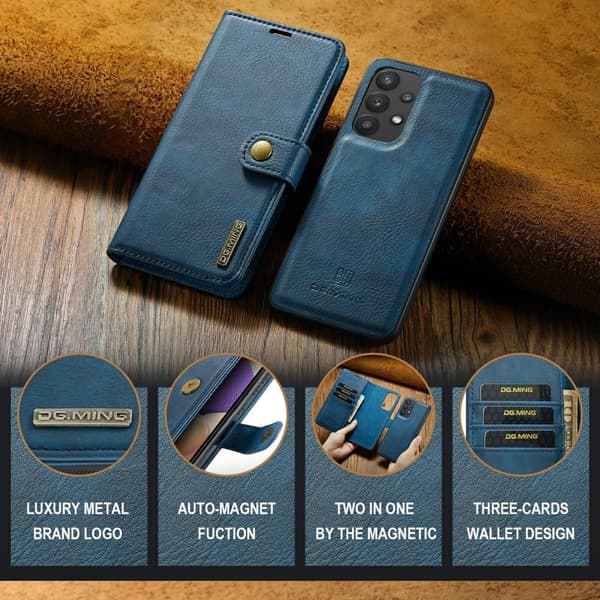 DG MING Samsung A33 5G 2-i-1 Magnetisk Wallet Case - Blå