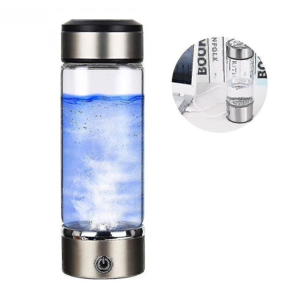 Rich Hydrogen Water Flaska Elektrolytisk Water Cup Lonizer Generator Sølv