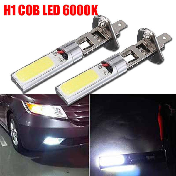 2 stk. H1 COB LED Auto Dimlys Strålkastare DRL