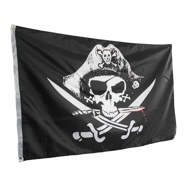 Iso Kallo Merirosvopiraattilippu Punainen Bandana Luut Kaksinkertainen Kallo DIY Koriste B 90x150cm