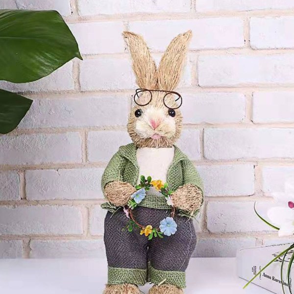 Straw Rabbit Easter Decoration Artificial Standing Rabbit Garden Photo Props null - Style 48