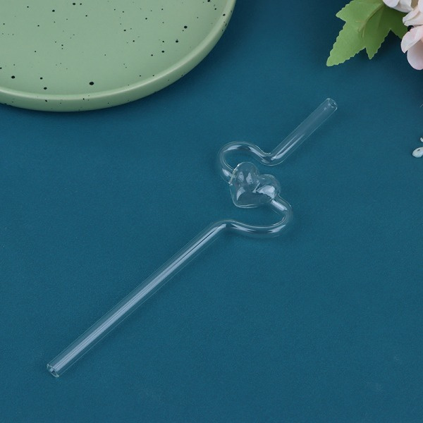 Återanvändbart Love Straw Heart Glas Halm Glas Dricksugn Bub Transparent