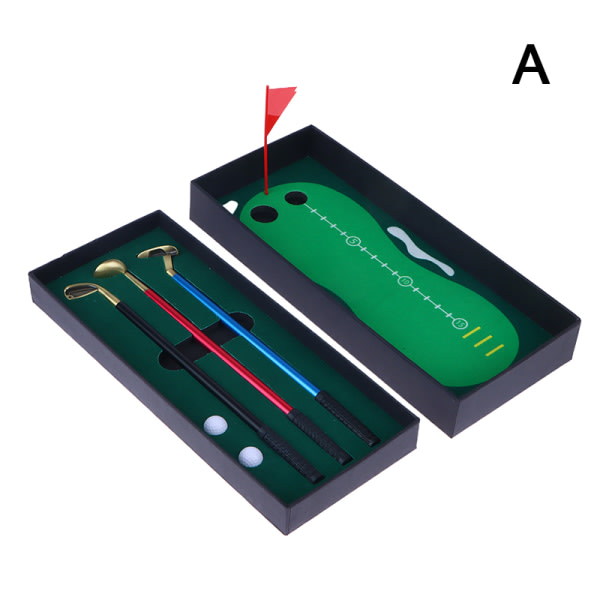 1Set Mini Desktop Golfbollpenna Inkluderar Putting Green 3 klubbor A