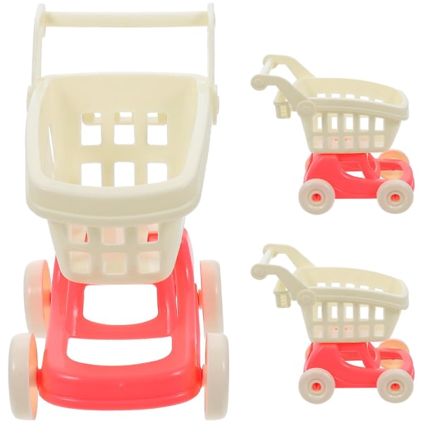 3. Papegojleksaker Kundvagn Barn Miniatyr Matvaruvagn Mini Supermarket Handkärra Mini Märken Kundvagn（12,5X10X6CM)