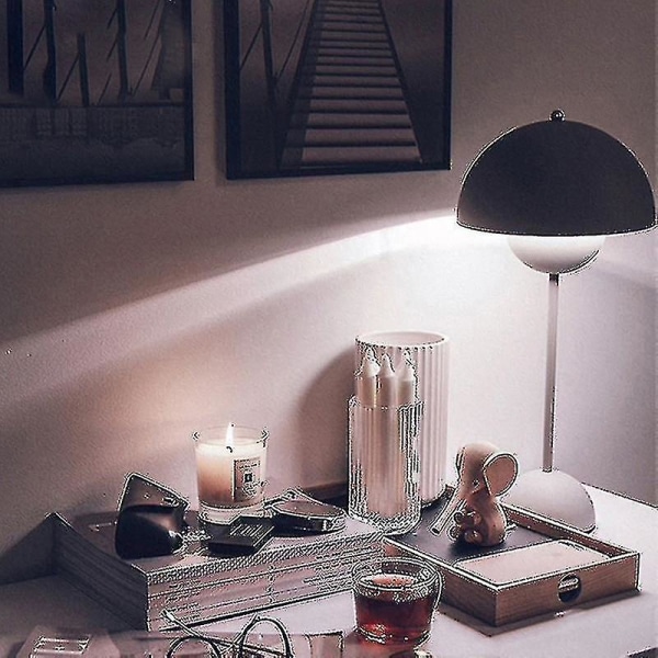 Nordisk uppladdningsbar bordslampa i form av en blomma, sängbordslampa, svampformad bordslampa, sovrumsdekoration, nattbordslampa, nattlampa [hk] Light Grey