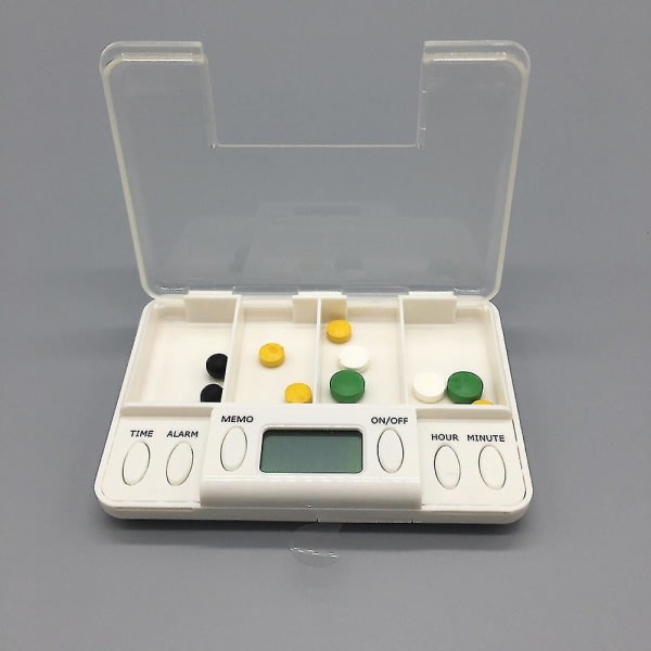 Farfi 4 Grid Intelligent Elektronisk Alarm Timer Medicin Box Pillebeholder Organizer