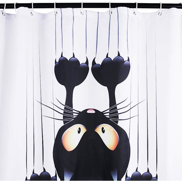 DIY Bruseforhæng, Sjovt Katte Mønster, med Kroge (Sort Kat) 200cm (W) x 180cm (H)