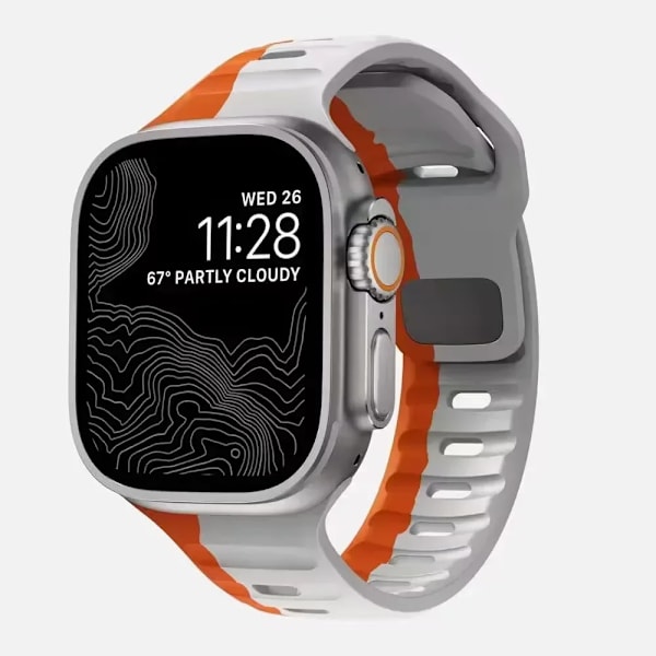 Silikonrem til Apple Watch Band 49mm 44mm 45mm 40mm 41mm 42mm 38mm Ultra 2 Sport Correa Armband iwatch Series 9 8 7 6 5 s orange gray