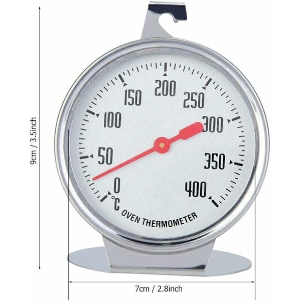 Ovn Termometer, Temperaturmåler Øjeblikkelig Aflæsning Termometer Rustfrit Stål Probe med Krog til Ovn Madlavning eller BBQ - 7 x 9 cm