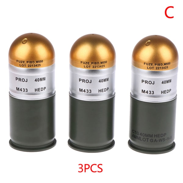 M433 HEDP 40 mm patron Dummy granat model Mini case sort 3 stk black 3 pcs