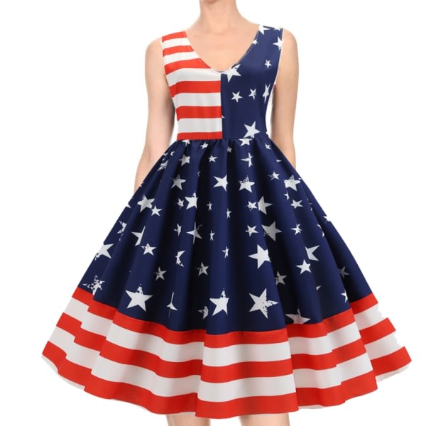 Patriotisk klänning kvinnor 4 juli självständighetsdagen amerikansk