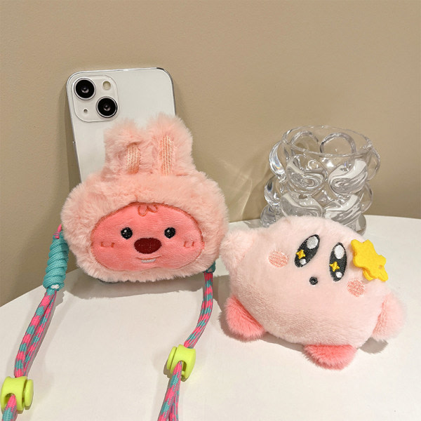 Tecknad Loopy Kirby Plysch Doll Telefon Ryggklämma Lanyard Anti-Fal D med tau
