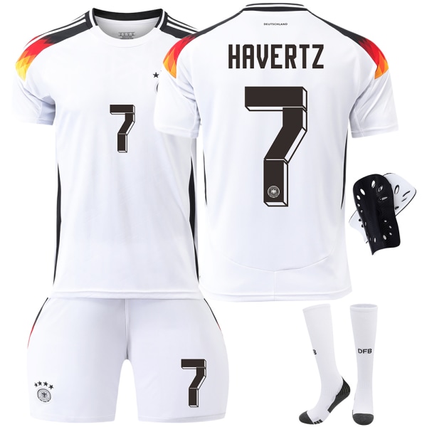 Saksa Koti Euroopan cup 2024 Paita Jalkapallopaita Lapset Miesten Sarja Nro 7 HAVERTZ With socks+protective gear 30