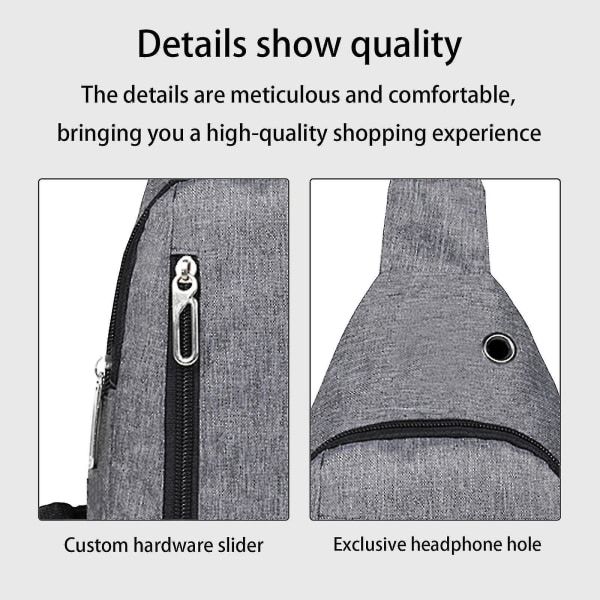 Liten Sling Bag Crossbody Bröst Axel Vanntett Sling Håndveske En Rem Reiseveske For Menn Kvinner Gutter Med Hodetelefonhull C C