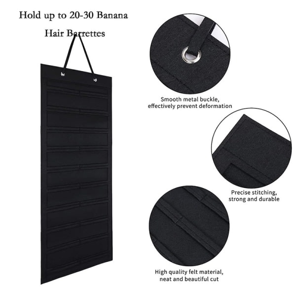 Hårklämma Organizer Stor kapacitet Pannbandshållare Vägg H svart 1 one size black 1 one size