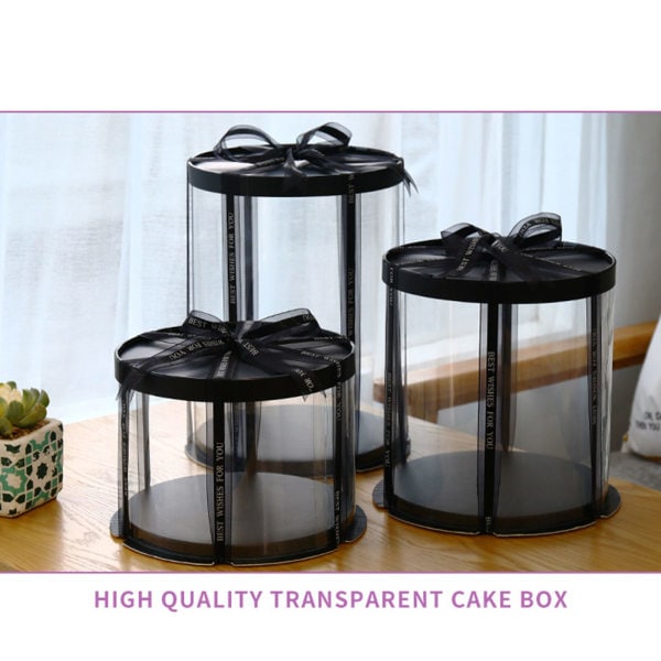 Transparent rund presentförpackning Tårta lådor Födelsedag Bröllop Dessertförpackning för case White Single layer