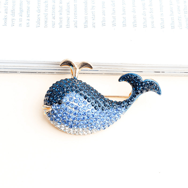 Mode Blå Rhinestone Whale Brosch Damkläder Smycken P 1pc