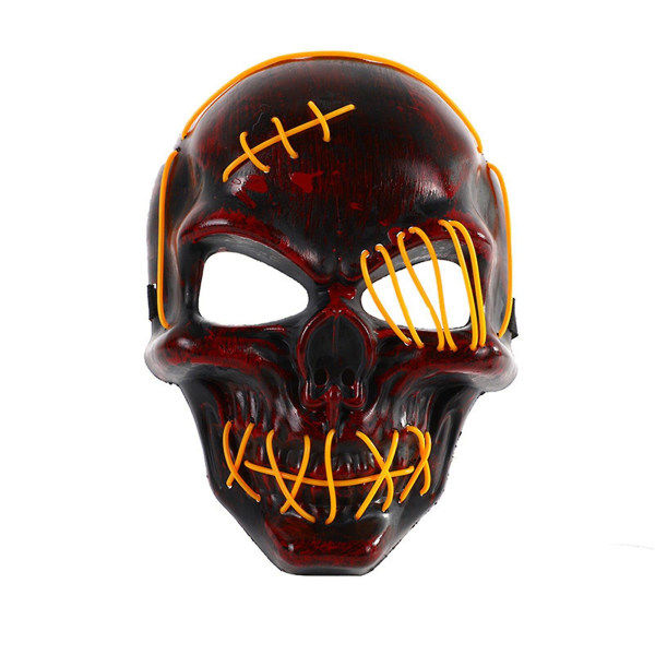 Led-mask, festmask, maskeradmask, neonmask, ljus, lyser i mörkret, skräckmask, glödande mask, mask med blandad färg, gul