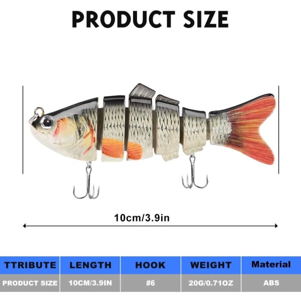 Fiskedrag för basöring 97 mm multi simbeten Långsamt sjunkande bioniska simbasbeten Naturtrogna fiskebeten, 3-pack (paket med 3-C)