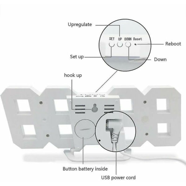 Stor 3d LED digital väggklocka,