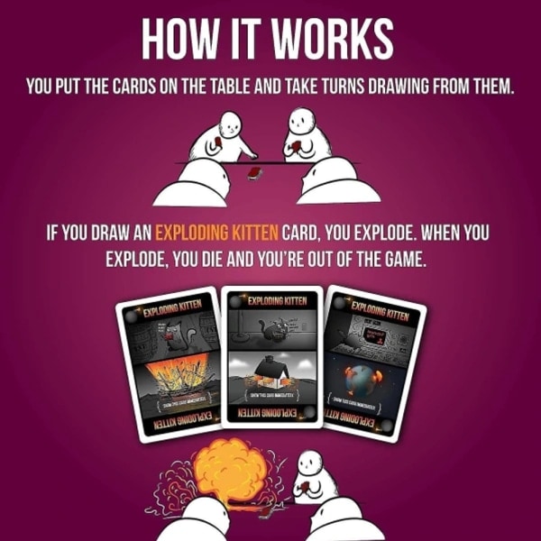 Exploding Kittens Party - Venäläinen ruletti -korttipeli helpolla perheystävällisellä pelillä