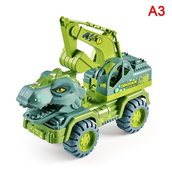 Billeksak Dinosaurie Kuljetusauto Lastautusauto Leikkiauto Vihreä A4