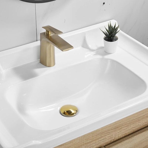 LaBlanc - Guld Pop Up Bottenventil Utan Överfyllnadsskydd, Avloppspropp med Sil, Badrumsbottenventil i Mässing,