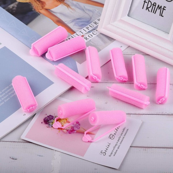 36 st skumhårsrullar 20 mm Miniskumhårstylingrullar Flexibel svamprullar med förvaringsväska Mjukt sovande hår (rosa)