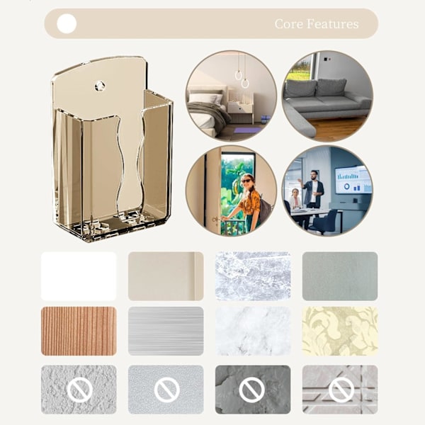 Stilig veggmontert fjernkontrollholder - Flytende hylle uten boring | Selvklebende inngangshyller for telefoner og fjernkontrolloppbevaring Ljusgul