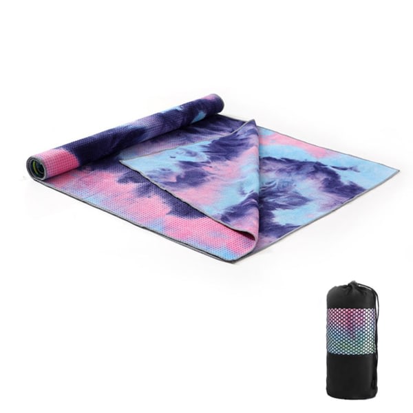 Tie-Dye yogahandduk svettabsorberande halkfri fitness filt med bärväska Black