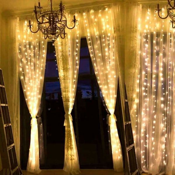 3x1/3x2/3x3M Led-islyktor Fairy String Light Batteri/ USB Fairy Xmas Girlander för bröllop Hem Fönster Fest Semesterdekor Vit 3X1M USB