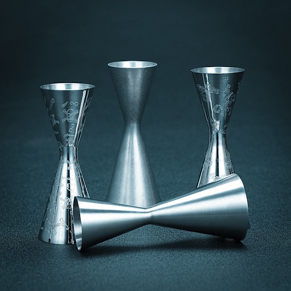 Rustfritt stål dobbeltsidig vinmålebeger unsebeger cocktail shaker integrert hodeskalle hode målebeger [30/45ml]