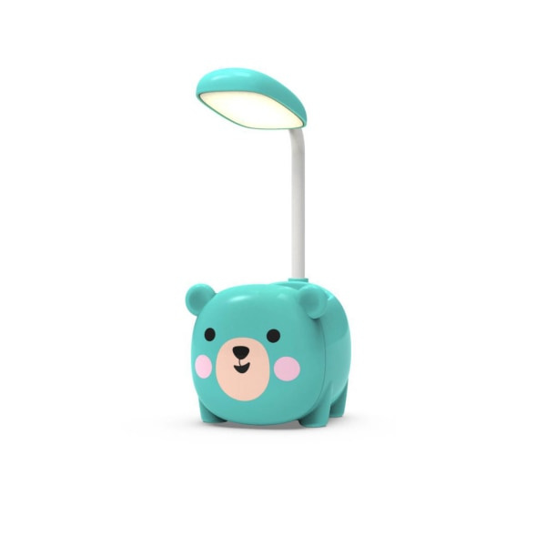 Pennhållare bordslampa for studenter Tegneserie øyebeskyttelse bordlampe med sammenleggbar slange USB-lading Natt LED-lys