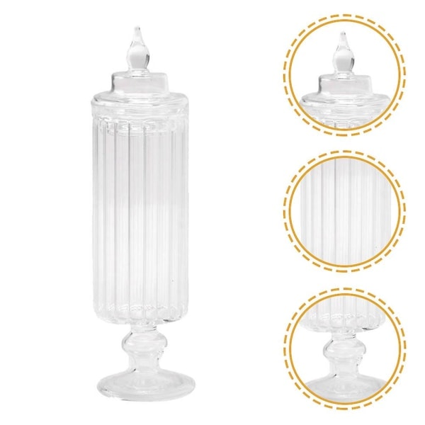 Lille glasburk med låg Transparent glasburk 1/12-skala Tilbehør til hjemmet (7,7X2,1X2,1CM，Transparent）