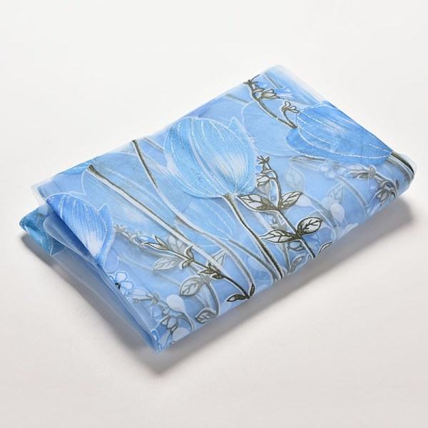 Valancer Tulip Blommig Tyll Voile Dør Fönster Gardin Draper Pan Blå One Size Blue One Size